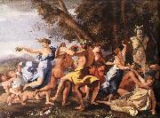 POUSSIN, Nicolas Bacchanal before a Statue of Pan zg oil painting